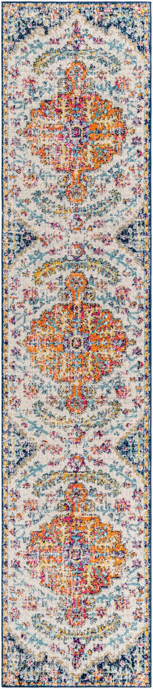 Livabliss Harput Traditional Medallion Polypropylene Area Rug for Living and Dining Rooms Aqua, White 2'7" x 12' HAP1000-2712