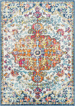 Livabliss Harput Traditional Medallion Polypropylene Area Rug for Living and Dining Rooms Aqua, White 3'11" x 5'7" HAP1000-31157