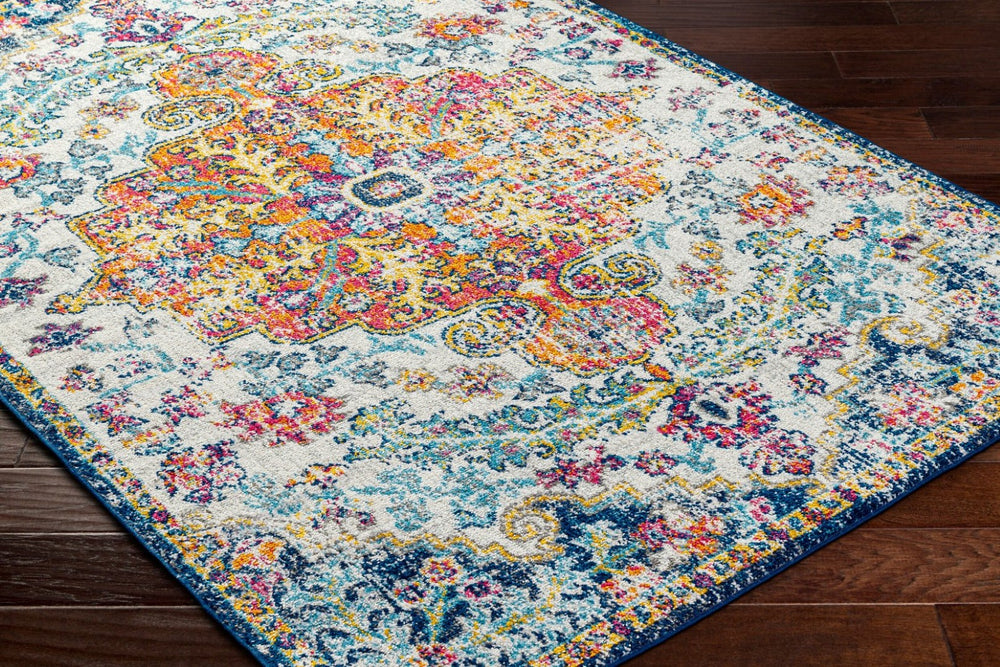 Livabliss Harput Traditional Medallion Polypropylene Area Rug for Living and Dining Rooms Aqua, White 5' x 8' HAP1000-58OV