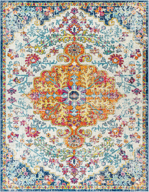 Livabliss Harput Traditional Medallion Polypropylene Area Rug for Living and Dining Rooms Aqua, White 7'10" x 10'2" HAP1000-710103