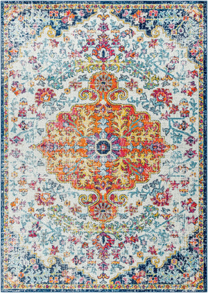 Livabliss Harput Traditional Medallion Polypropylene Area Rug for Living and Dining Rooms Aqua, White 7'10" x 11' HAP1000-71011