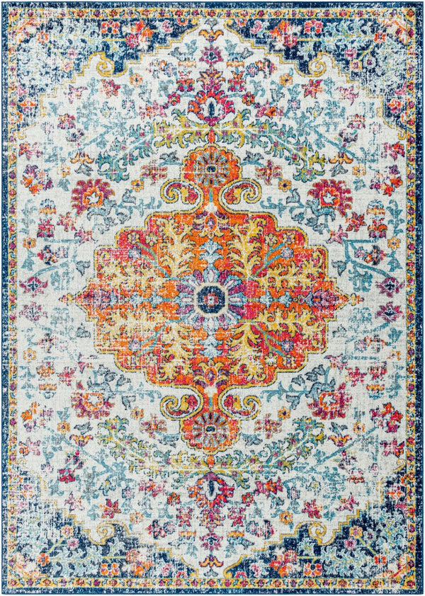 Livabliss Harput Traditional Medallion Polypropylene Area Rug for Living and Dining Rooms Aqua, White 7'10" x 11' HAP1000-71011