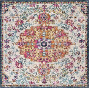 Livabliss Harput Traditional Medallion Polypropylene Area Rug for Living and Dining Rooms Aqua, White 7'10" x 7'10" Square HAP1000-710SQ