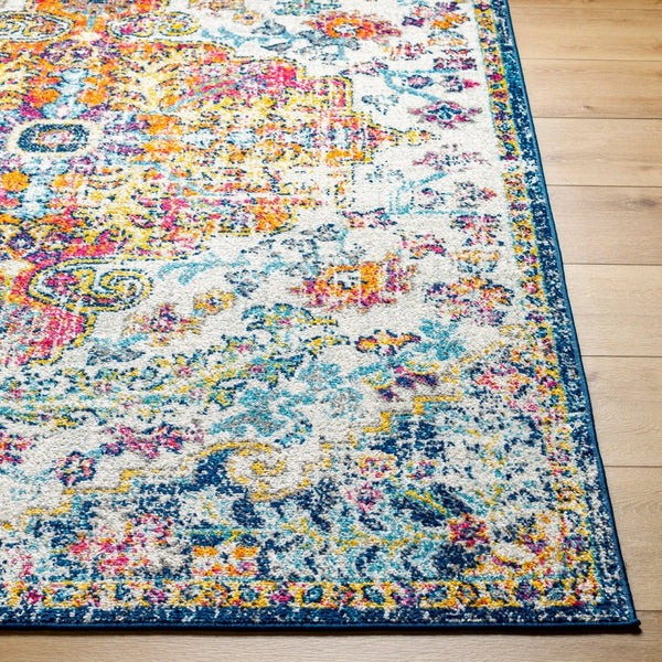 Livabliss Harput Traditional Medallion Polypropylene Area Rug for Living and Dining Rooms Aqua, White 5' x 8' HAP1000-58OV