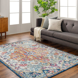 Livabliss Harput Traditional Medallion Polypropylene Area Rug for Living and Dining Rooms Aqua, White 12' x 18'1" HAP1000-1218