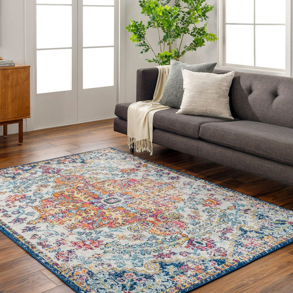 Livabliss Harput Traditional Medallion Polypropylene Area Rug for Living and Dining Rooms Aqua, White 12' x 18'1" HAP1000-1218