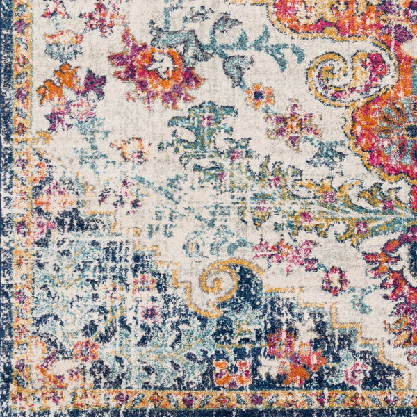 Livabliss Harput Traditional Medallion Polypropylene Area Rug for Living and Dining Rooms Aqua, White 5' x 8' HAP1000-58OV
