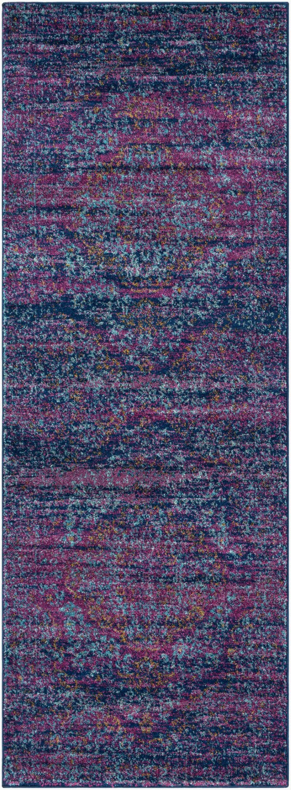 Livabliss Harput Traditional Medallion Polypropylene Area Rug for Entryway or Bedroom Accent Teal, Navy 2'7" x 7'3" HAP1003-2773