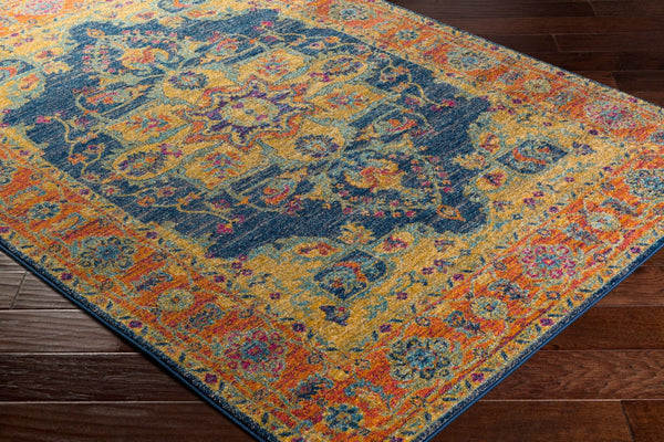 Livabliss Harput Geometric Turkish Machine Woven Polypropylene Accent Rug for Entryways and Bedrooms Teal, Burnt Ora 2'7" x 7'3" HAP1004-2773