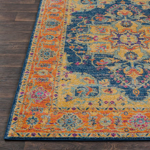 Livabliss Harput Geometric Turkish Machine Woven Polypropylene Accent Rug for Entryways and Bedrooms Teal, Burnt Ora 2'7" x 7'3" HAP1004-2773