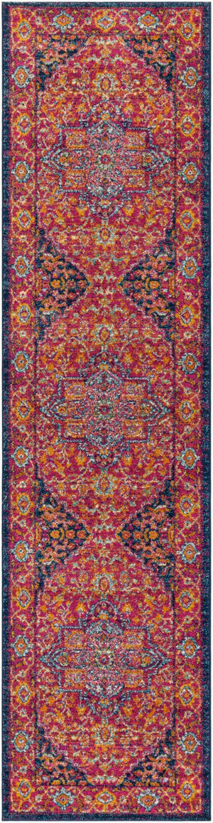 Livabliss Harput Heritage Polypropylene Area Rug for Large Living Room or Dining Space Burgandy, Navy 2'7" x 12' HAP1009-2712