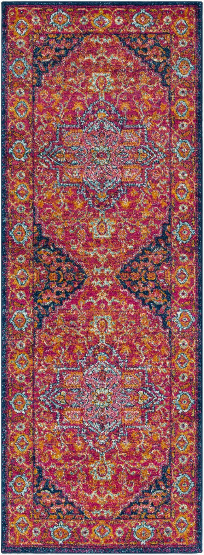 Livabliss Harput Heritage Polypropylene Area Rug for Large Living Room or Dining Space Burgandy, Navy 2'7" x 7'3" HAP1009-2773