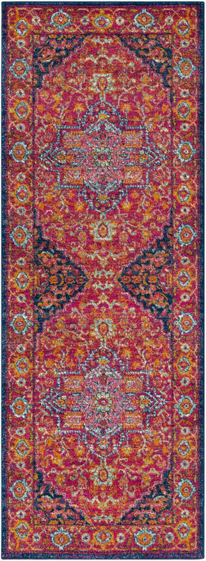 Livabliss Harput Heritage Polypropylene Area Rug for Large Living Room or Dining Space Burgandy, Navy 2'7" x 7'3" HAP1009-2773