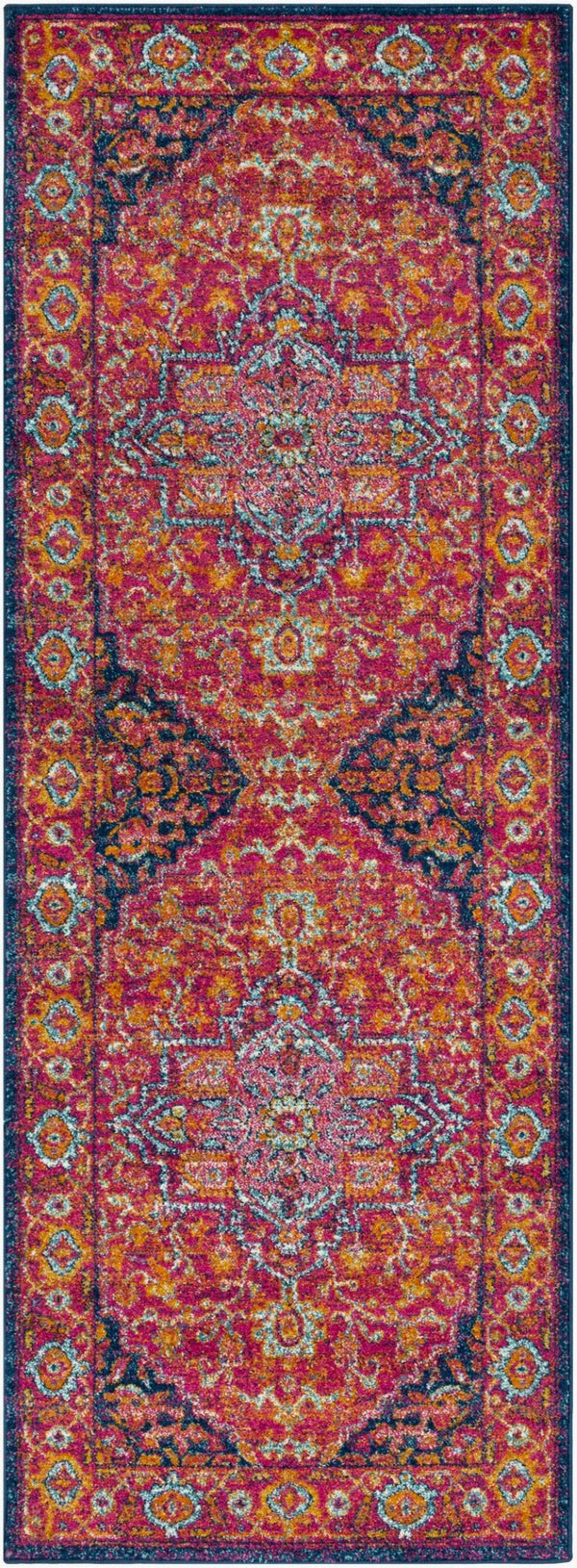 Livabliss Harput Heritage Polypropylene Area Rug for Large Living Room or Dining Space Burgandy, Navy 2'7" x 7'3" HAP1009-2773