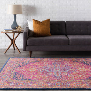 Livabliss Harput Heritage Polypropylene Area Rug for Large Living Room or Dining Space Burgandy, Navy 7'10" x 7'10" HAP1009-710RD