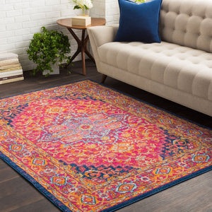 Livabliss Harput Heritage Polypropylene Area Rug for Large Living Room or Dining Space Burgandy, Navy 2' x 2'11" HAP1009-23