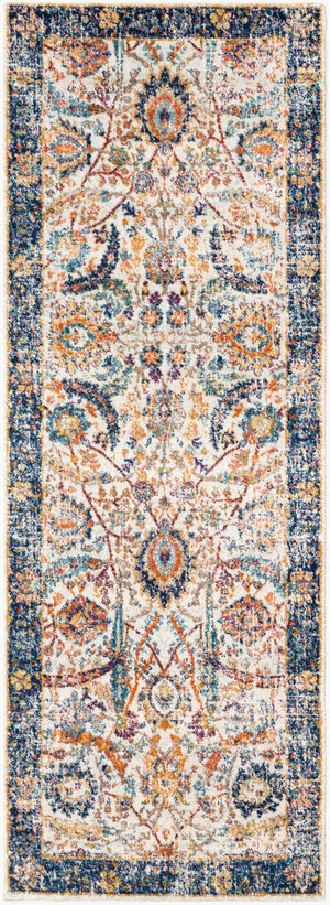 Livabliss Harput Traditional Medallion Polypropylene Area Rug for Entryways and Bedroom Accents Navy, Burnt Ora 2'7" x 7'3" HAP1014-2773
