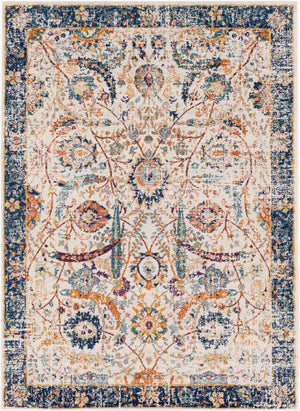 Livabliss Harput Traditional Medallion Polypropylene Area Rug for Entryways and Bedroom Accents Navy, Burnt Ora 8'10" x 12'6" HAP1014-93126