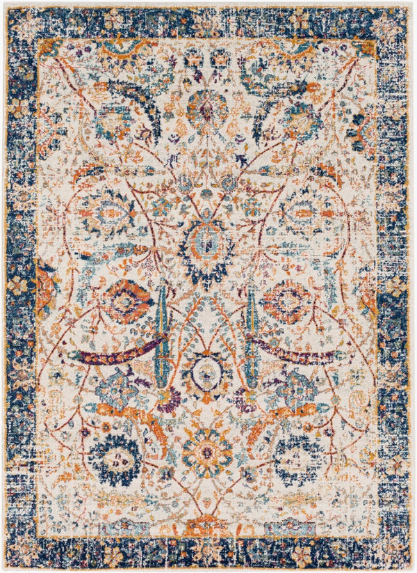 Livabliss Harput Traditional Medallion Polypropylene Area Rug for Entryways and Bedroom Accents Navy, Burnt Ora 8'10" x 12'6" HAP1014-93126