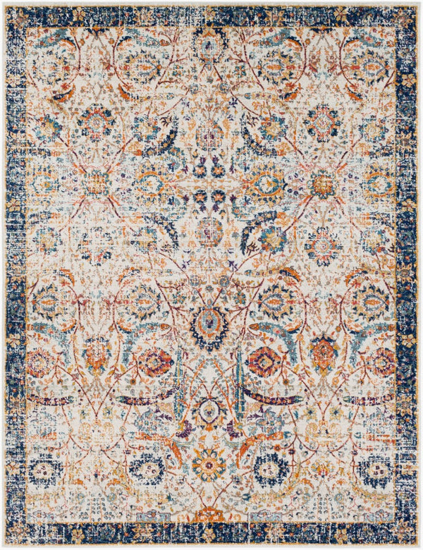 Livabliss Harput Traditional Medallion Polypropylene Area Rug for Entryways and Bedroom Accents Navy, Burnt Ora 7'10" x 10'2" HAP1014-710103