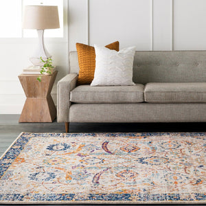 Livabliss Harput Traditional Medallion Polypropylene Area Rug for Entryways and Bedroom Accents Navy, Burnt Ora 8'10" x 12'6" HAP1014-93126