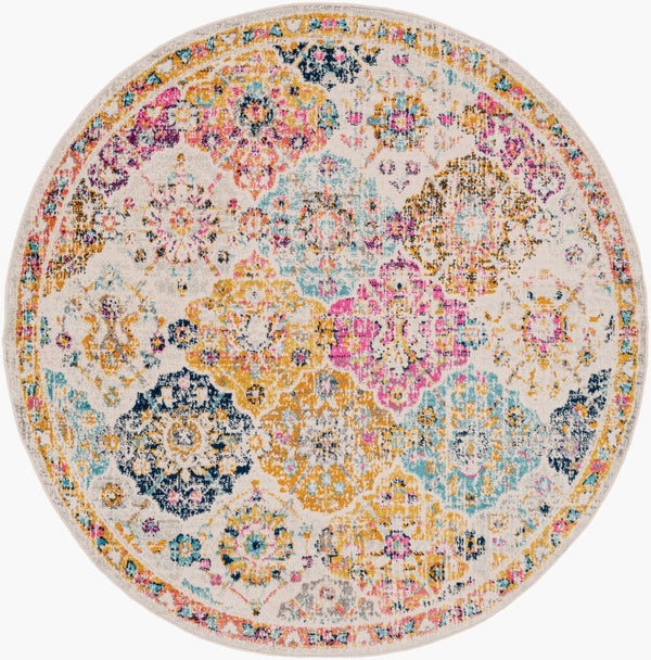 Livabliss Harput Traditional Medallion Polypropylene Area Rug Machine Woven in Turkey for Large Rooms Mustard, Burnt 5'3" x 5'3" HAP1018-53RD