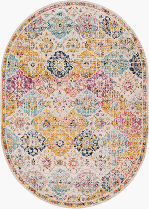 Livabliss Harput Traditional Medallion Polypropylene Area Rug Machine Woven in Turkey for Large Rooms Mustard, Burnt 6'7" x 9' Oval HAP1018-679OV