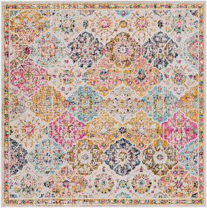 Livabliss Harput Traditional Medallion Polypropylene Area Rug Machine Woven in Turkey for Large Rooms Mustard, Burnt 6'7" x 6'7" HAP1018-67SQ