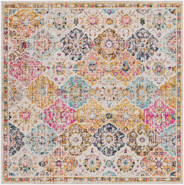 Livabliss Harput Traditional Medallion Polypropylene Area Rug Machine Woven in Turkey for Large Rooms Mustard, Burnt 6'7" x 6'7" HAP1018-67SQ
