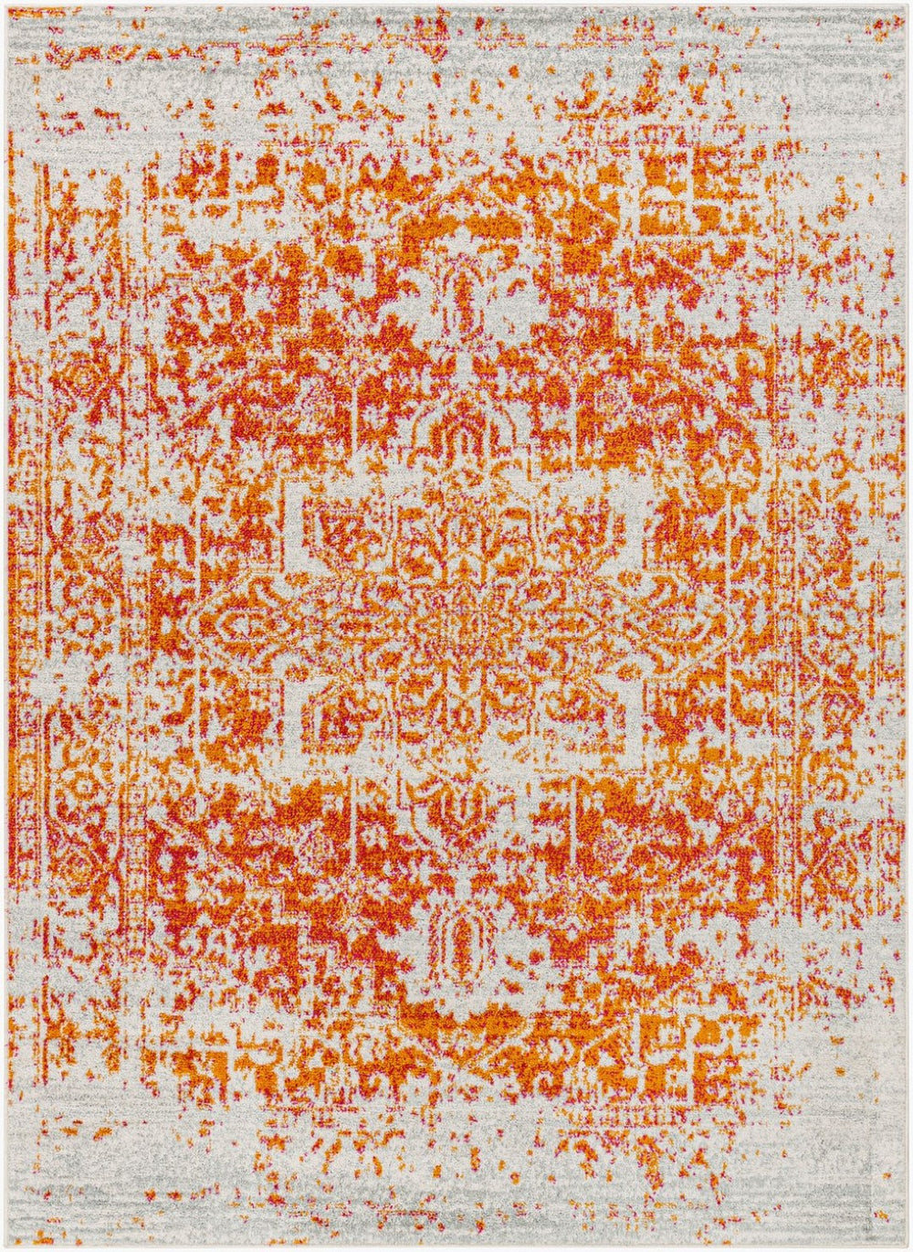 Livabliss Harput Traditional Medallion Geometric Polypropylene Accent Rug for Entryway or Bedroom Burnt Orange, M 3'11" x 5'7" HAP1019-31157