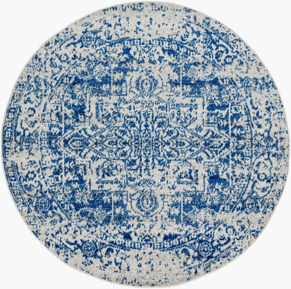 Livabliss Harput Traditional Medallion Polypropylene Area Rug for Living Room and Dining Navy, Medium Gr 5'3" x 5'3" HAP1021-53RD
