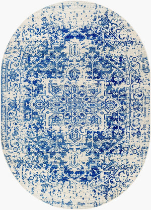 Livabliss Harput Traditional Medallion Polypropylene Area Rug for Living Room and Dining Navy, Medium Gr 6'7" x 9' Oval HAP1021-679OV