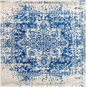 Livabliss Harput Traditional Medallion Polypropylene Area Rug for Living Room and Dining Navy, Medium Gr 6'7" x 6'7" HAP1021-67SQ