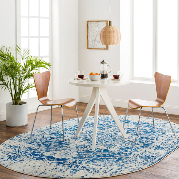 Livabliss Harput Traditional Medallion Polypropylene Area Rug for Living Room and Dining Navy, Medium Gr 6'7" x 9' Oval HAP1021-679OV