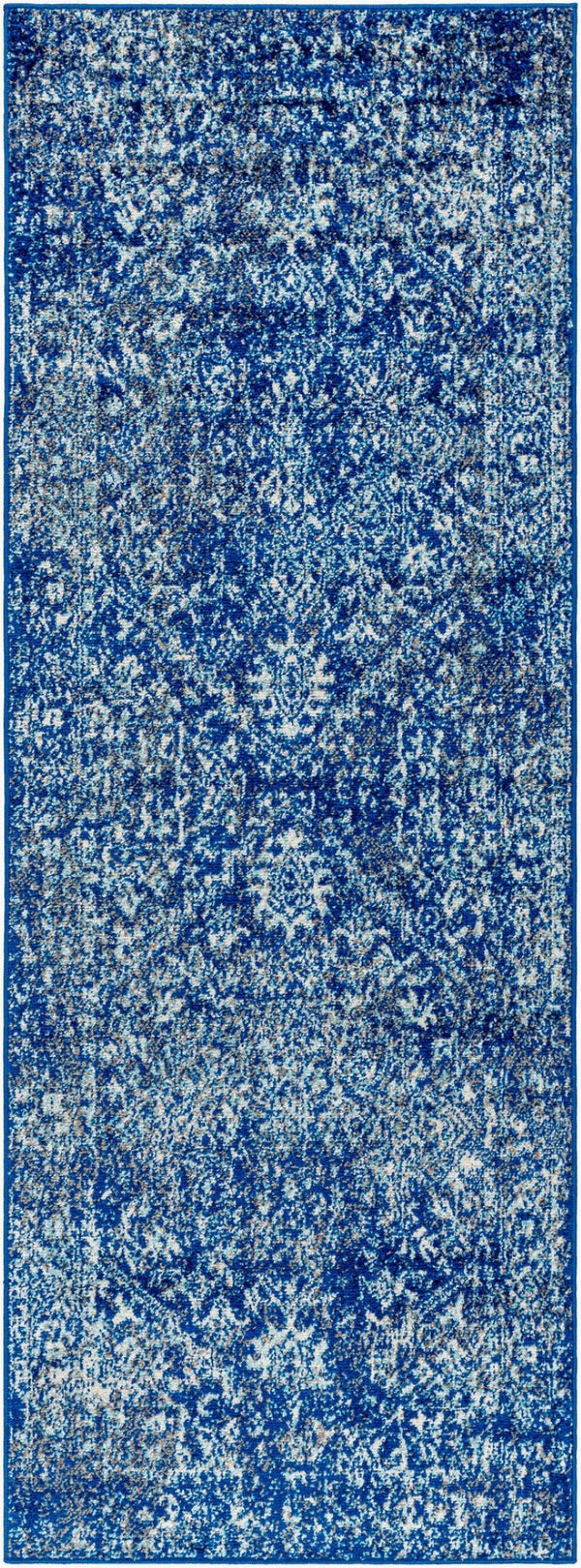 Livabliss Harput Traditional Medallion Polypropylene Woven Accent Rug for Entryways and Small Spaces Navy, Teal 2'7" x 7'3" HAP1022-2773