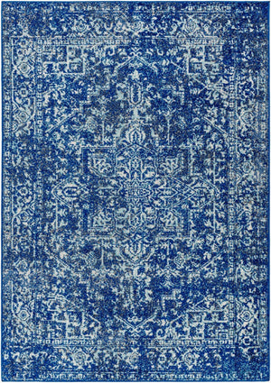 Livabliss Harput Traditional Medallion Polypropylene Woven Accent Rug for Entryways and Small Spaces Navy, Teal 8'10" x 12'6" HAP1022-93126