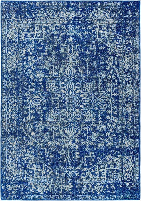 Livabliss Harput Traditional Medallion Polypropylene Woven Accent Rug for Entryways and Small Spaces Navy, Teal 8'10" x 12'6" HAP1022-93126