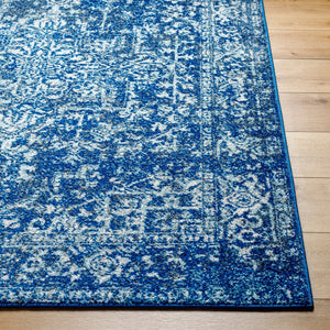 Livabliss Harput Traditional Medallion Polypropylene Woven Accent Rug for Entryways and Small Spaces Navy, Teal 2' x 2'11" HAP1022-23