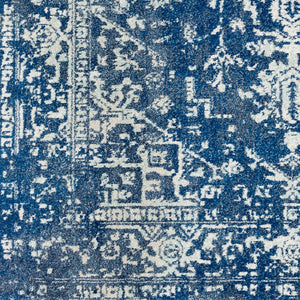 Livabliss Harput Traditional Medallion Polypropylene Woven Accent Rug for Entryways and Small Spaces Navy, Teal 2' x 2'11" HAP1022-23