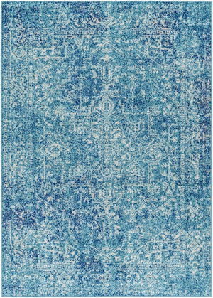 Livabliss Harput Traditional Medallion Polypropylene Rug for Entryways and Small Accent Spaces Teal, Navy 3'11" x 5'7" HAP1023-31157