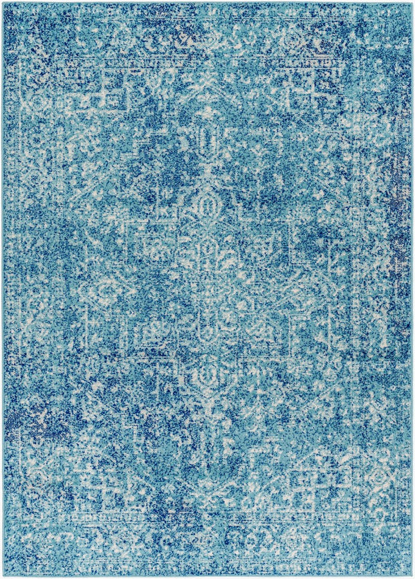 Livabliss Harput Traditional Medallion Polypropylene Rug for Entryways and Small Accent Spaces Teal, Navy 3'11" x 5'7" HAP1023-31157