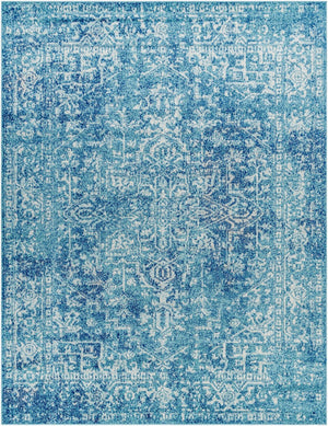 Livabliss Harput Traditional Medallion Polypropylene Rug for Entryways and Small Accent Spaces Teal, Navy 7'10" x 10'2" HAP1023-710103
