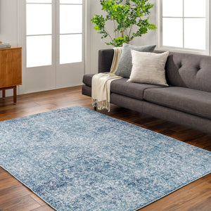Livabliss Harput Traditional Medallion Polypropylene Rug for Entryways and Small Accent Spaces Teal, Navy 7'10" x 10'2" HAP1023-710103