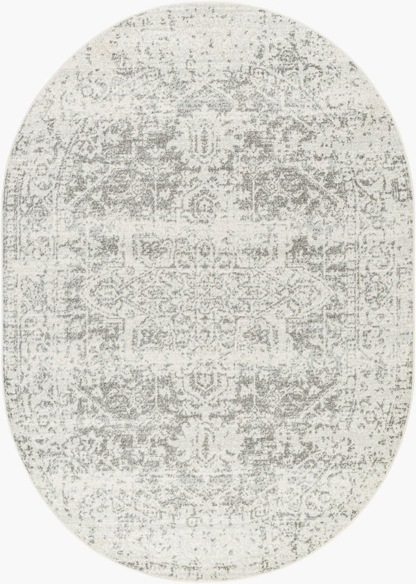 Livabliss Harput Medallion Polypropylene Area Rug Machine Woven in Turkey for Large Living Spaces Charcoal, Mediu 6'7" x 9' Oval HAP1024-679OV