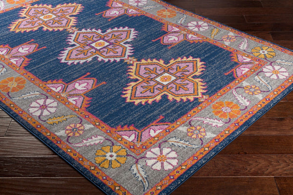 Livabliss Harput Traditional Medallion Polypropylene Accent Rug Turkish Woven Entryway Floor Navy, Charcoal 3'11" x 5'7" HAP1037-31157