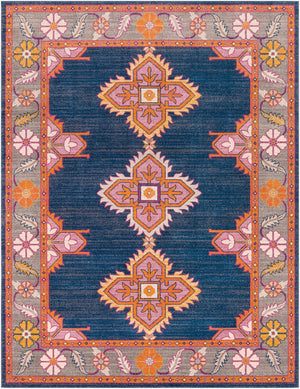 Livabliss Harput Traditional Medallion Polypropylene Accent Rug Turkish Woven Entryway Floor Navy, Charcoal 7'10" x 10'2" HAP1037-710103
