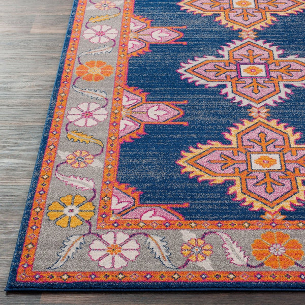 Livabliss Harput Traditional Medallion Polypropylene Accent Rug Turkish Woven Entryway Floor Navy, Charcoal 3'11" x 5'7" HAP1037-31157