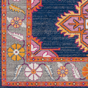Livabliss Harput Traditional Medallion Polypropylene Accent Rug Turkish Woven Entryway Floor Navy, Charcoal 3'11" x 5'7" HAP1037-31157