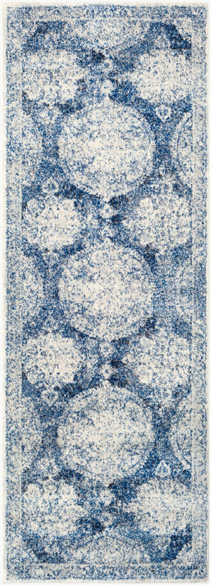 Livabliss Harput Traditional Motif Polypropylene Runner Rug for Hallways and Entryways Navy, Ivory 2'7" x 7'3" HAP1039-2773