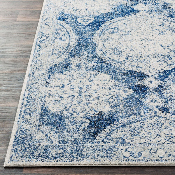 Livabliss Harput Traditional Motif Polypropylene Runner Rug for Hallways and Entryways Navy, Ivory 2'7" x 7'3" HAP1039-2773